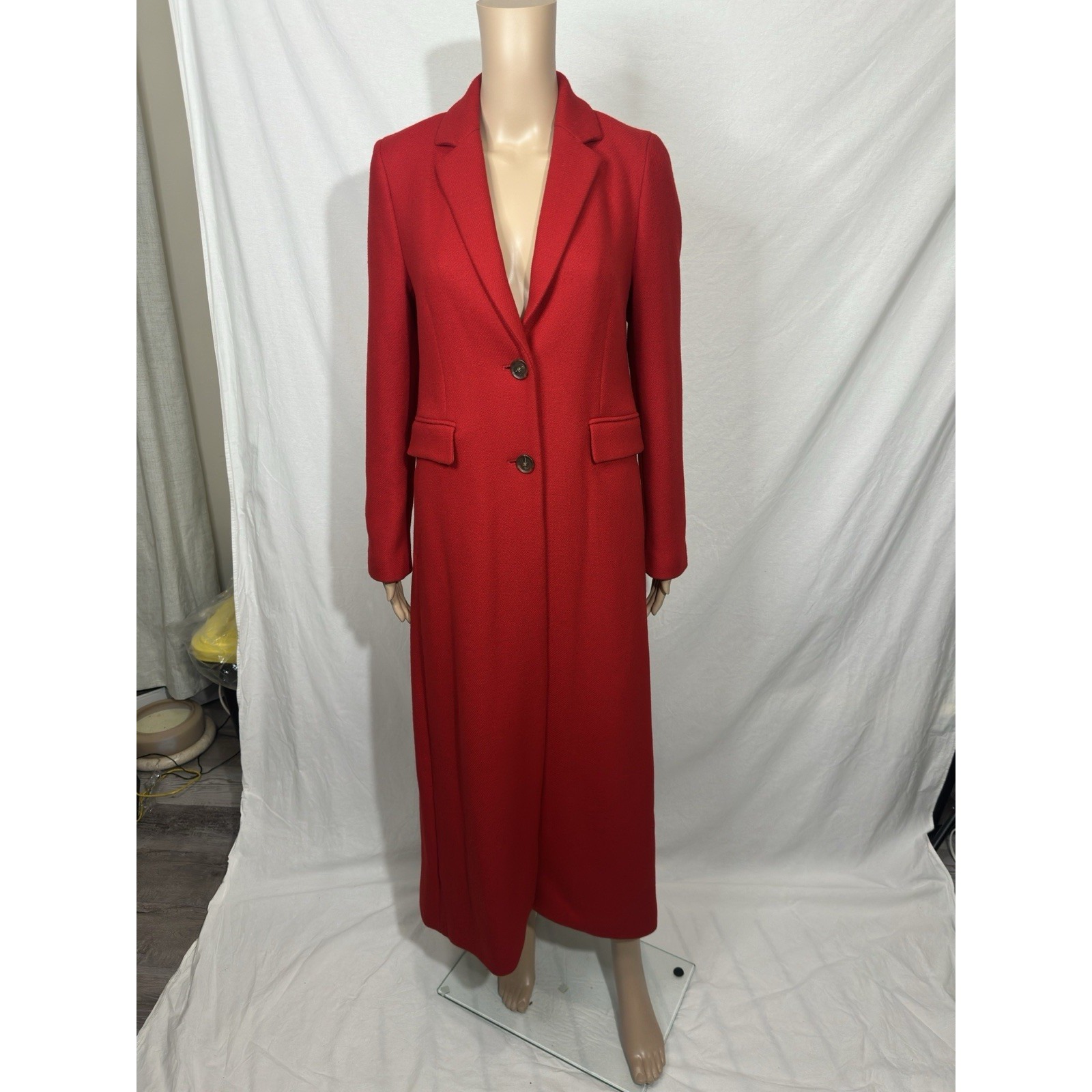 Gerard Darel Wool Blend Red Long Coat Women's Size 38